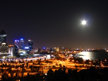 This photo of a full moon shining on the city of Perth and the Swan River was taken by photographer Tracy Toh of Perth, Australia.